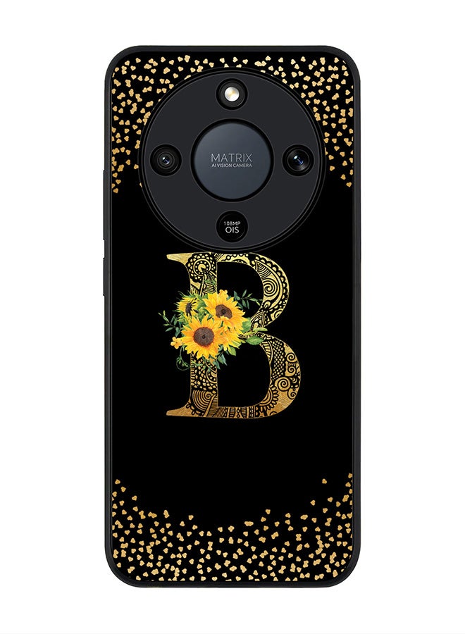 For Honor X9d / Magic8 Lite / X70 Case,Slim fit Camera Protection, Shockproof Thin Phone cover  - Custom Floral Monogram - B ( Black )